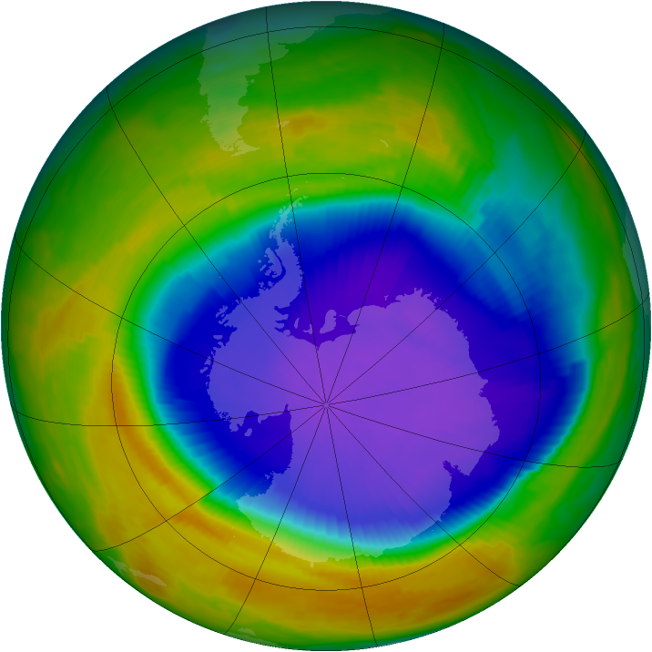 Antarctic ozone map for 08 October 1996